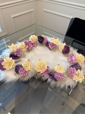 New 12 Sola wood Cream and Purple Floral Boutonnières